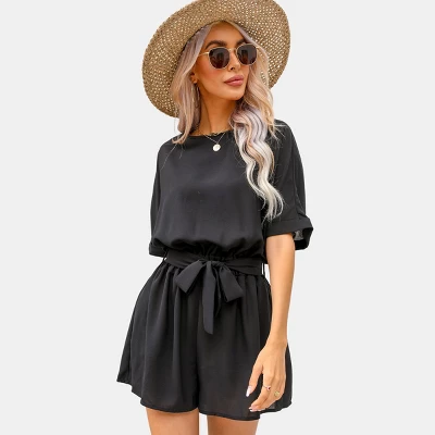 Women's Belted Boat Neck Romper -Cupshe - Image 5