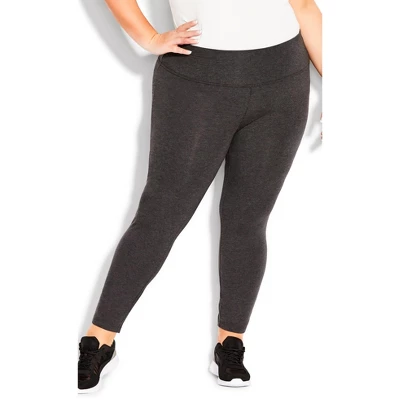 Women's Plus Size Pima High Rise Legging Charcoal - Tall | AVENUE LEISURE - Image 4