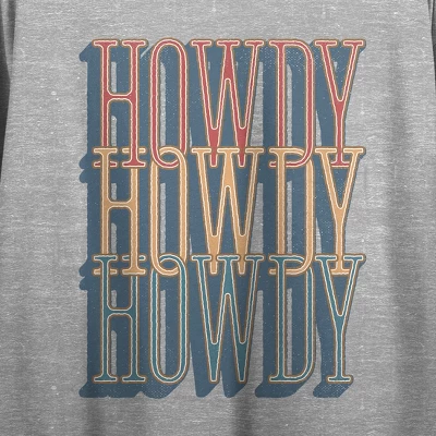 Bioworld Howdy, Howdy, Howdy Distressed Westernwear Women's Heather Gray Graphic Crop Tee