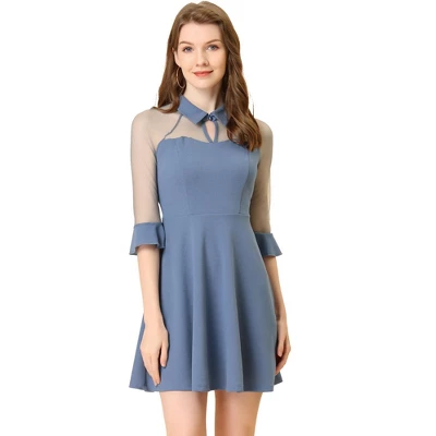 Allegra K Women's Keyhole Mesh Sheer Half Sleeve Retro Gothic Cocktail Party Vintage Dress - Image 8