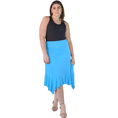 Plus Size Knee-Length Elastic Waistband And A Handkerchief Hemline Skirt - Image 7