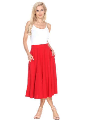 Women's Flared Midi Skirt With Pockets - White Mark - Image 6