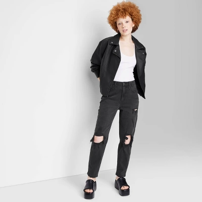 Women's Super-High Rise Tapered Jeans - Wild Fable™ Black Denim - Image 3