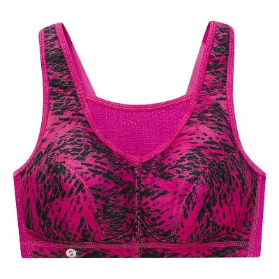 Glamorise Womens No-Bounce Camisole Elite Sports Wirefree Bra 1067 Fuchsia Print - Image 3