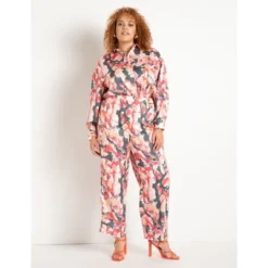ELOQUII Women’s Plus Size Printed Satin Pant