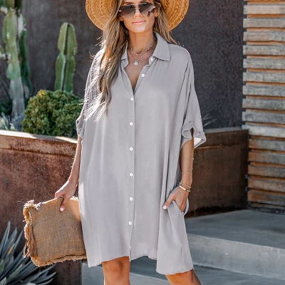 Women's Button Front Mini Shirt Dress - Cupshe - Image 4