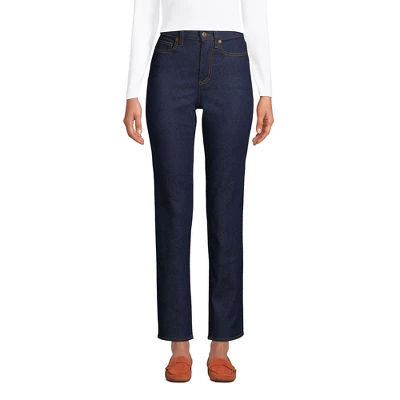 Lands' End Lands' End Women's Tall Recover High Rise Straight Leg Ankle Blue Jeans - Image 3