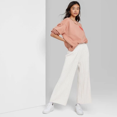 Women's Ascot + Hart Wide Leg Graphic Knit Pants - Off-White - Image 5