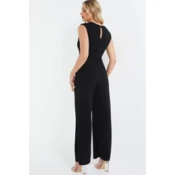 Palazzo Jumpsuit With Embellished Buckle : Palazzo Jumpsuit With Embellished Buckle Black4