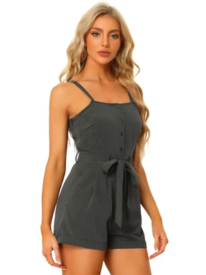 Allegra K Women's Chambray Casual Print Sleeveless Jumpsuit Playsuit With Pocket - Image 7