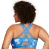 Glamorise Womens Zip Up Front-Closure Sports Wirefree Bra 9266 Blue Tie-Dye