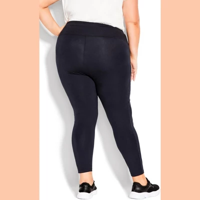 Women's Plus Size Pima High Rise Legging Navy - Average | AVENUE LEISURE
