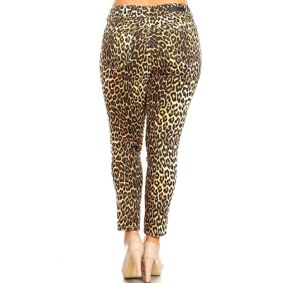 Women's Plus Size Printed Cheetah Pants - White Mark - Image 2