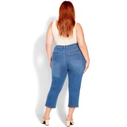 Women's Plus Size Denim Love Crop - Mid Wash | EVANS