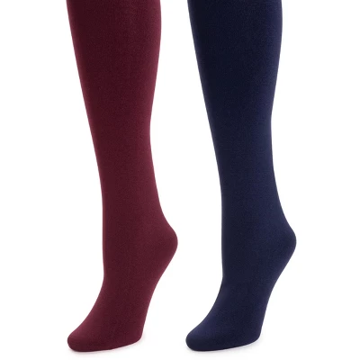 MUK LUKS Women's 2 Pair Pack Fleece Lined Tights - Image 3