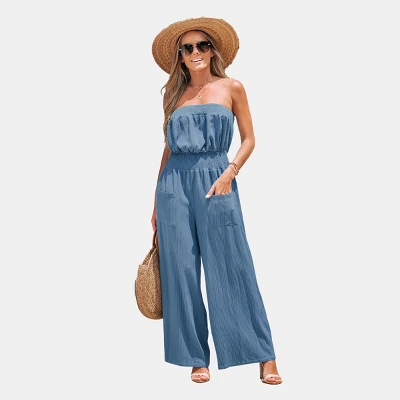 Women's Cotton Smocked Tube Jumpsuit - Cupshe - Image 7