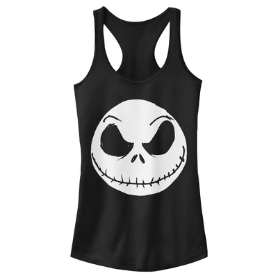 Junior's The Nightmare Before Christmas Halloween Jack Skellington Big Face Racerback Tank Top - Image 4