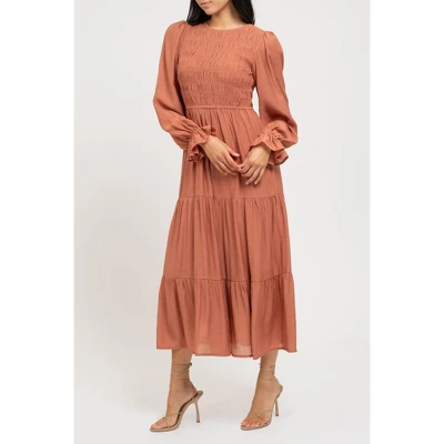 August Sky Women's Smocked Body Long Sleeve Dress - Image 2