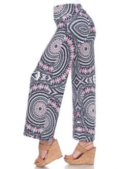 Women's Geometric Printed Palazzo Pants - White Mark