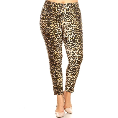 Women's Plus Size Printed Cheetah Pants - White Mark