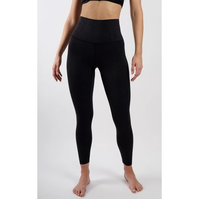 90 Degree By Reflex Womens Interlink Thunderstorm Embo Print Ankle Super High Waist Leggings With Elastic Free Waistband