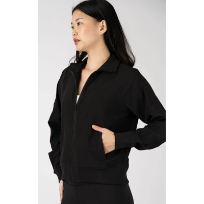 90 Degree By Reflex Womens Lightstreme Funnel Neck Bomber Jacket With Ribbed Details And Zipper Pockets - Image 2