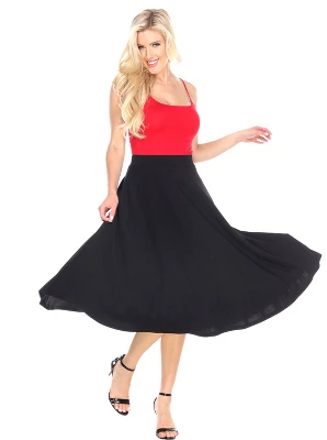 Women's Flared Midi Skirt With Pockets - White Mark - Image 3