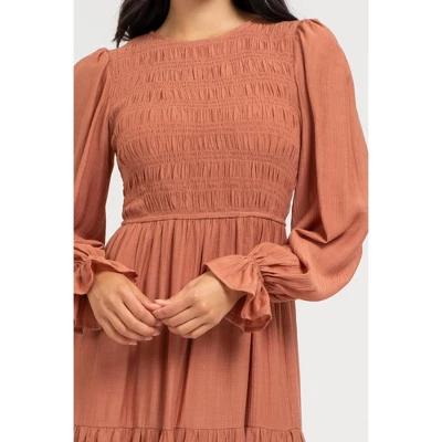 August Sky Women's Smocked Body Long Sleeve Dress - Image 3