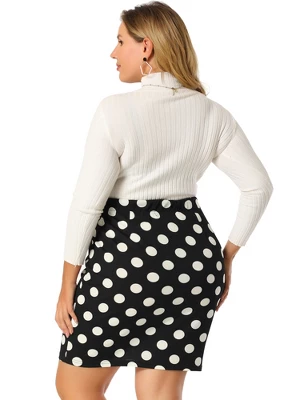 Agnes Orinda Women's Plus Size Polka Dots Elastic Waist Bodycon Skirts - Image 4