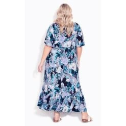 Women's Plus Size Sasha Flutter Sleeve Maxi Dress - Blue Dahlia | AVENUE