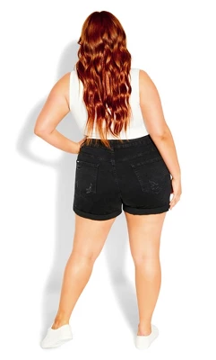 Women's Plus Size Ripped Love Short - Black Wash | CITY CHIC