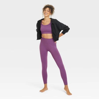 Women's High-Rise Textured Seamless 7/8 Leggings - JoyLab™ - Image 2