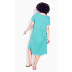Women's Plus Size Hello Sunshine Plain Dress - Turquoise | ZIM & ZOE
