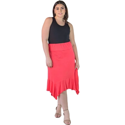 Plus Size Knee-Length Elastic Waistband And A Handkerchief Hemline Skirt - Image 6