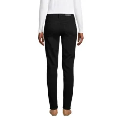 Lands' End Women's Tall Mid Rise Straight Leg Jeans - Black
