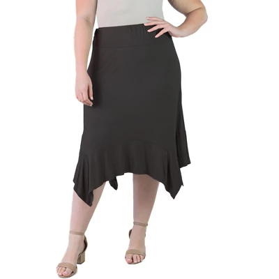 Plus Size Knee-Length Elastic Waistband And A Handkerchief Hemline Skirt - Image 4