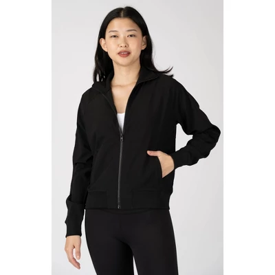 90 Degree By Reflex Womens Lightstreme Funnel Neck Bomber Jacket With Ribbed Details And Zipper Pockets - Image 4