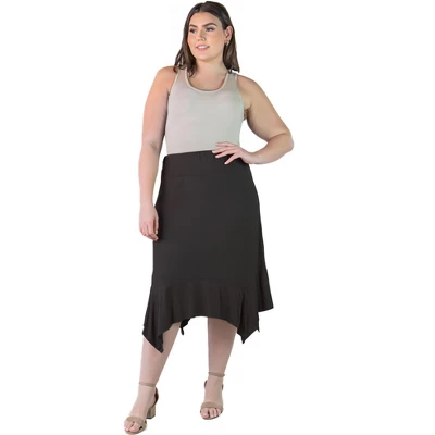Plus Size Knee-Length Elastic Waistband And A Handkerchief Hemline Skirt - Image 5