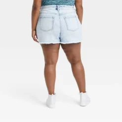 Women's Plus Size Mid-Rise Jean Shorts - Ava & Viv™