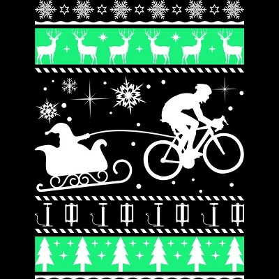 Junior's Design By Humans Christmas Santa Cycling Sleigh By LewismartinStore T-Shirt
