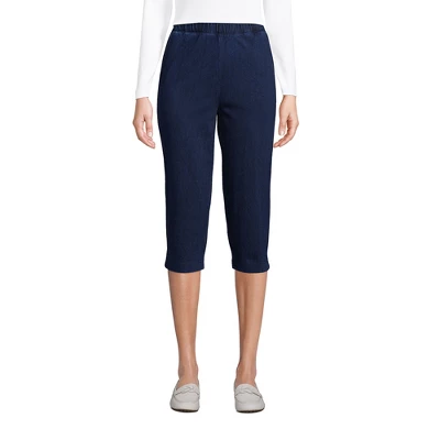 Lands' End Women's Sport Knit High Rise Elastic Waist Pull On Capri Pants - Image 3