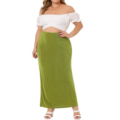 Agnes Orinda Women's Plus Size High Waist Stretch Elegant Bodycon Maxi Long Casual Pencil Skirt - Image 5