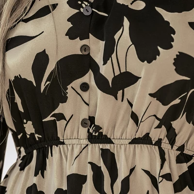 Women's Floral Print V-Neck Ruffled Midi Dress - Cupshe - Image 2