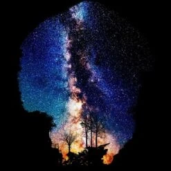 Junior's Design By Humans Night Sky By BobyBerto T-Shirt