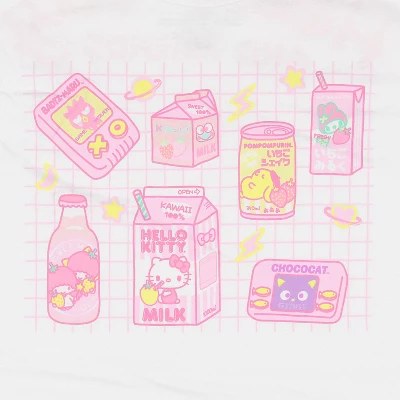 Hello Kitty And Friends Womens' Snacks And Games Grid Design T-Shirt - Image 3