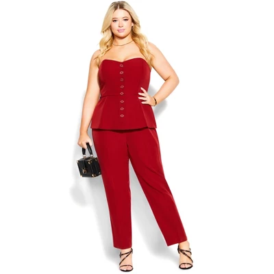 Women's Plus Size Emma Jumpsuit - True Red | CITY CHIC - Image 4
