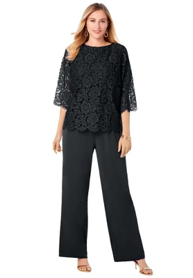 Jessica London Women’s Plus Size Popover Lace Jumpsuit - Image 2