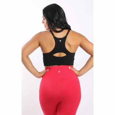 90 Degree By Reflex Womens Plus Seamless Racerback Sports Bra With Keyhole - Image 2