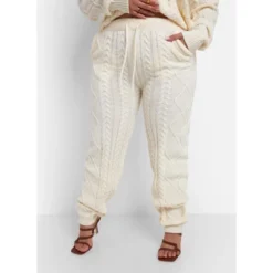 Rebdolls Women's Claudia Cable Knit Joggers W. Pockets