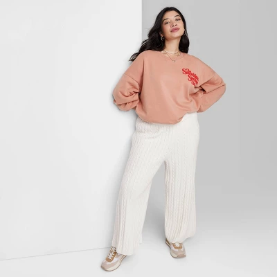 Women's Ascot + Hart Wide Leg Graphic Knit Pants - Off-White - Image 6